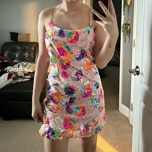 Pink sparkly mini dress